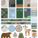 Weekly planner printable with forest-themed boxes, woodland animals, plaid washi strips, and hiking-inspired icons